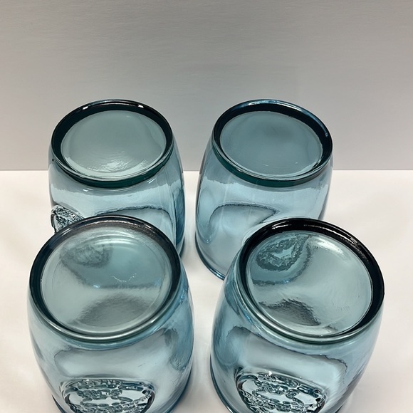 4 - 100% Authentic Recycled Glass Blue Old Fashioned Low Ball Glasses - Picture 7 of 11